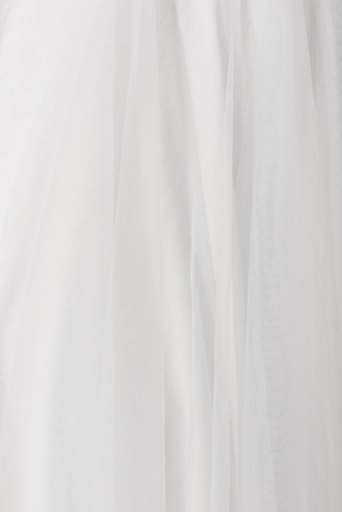 Juliet Midi Dress In White Tulle - fabric