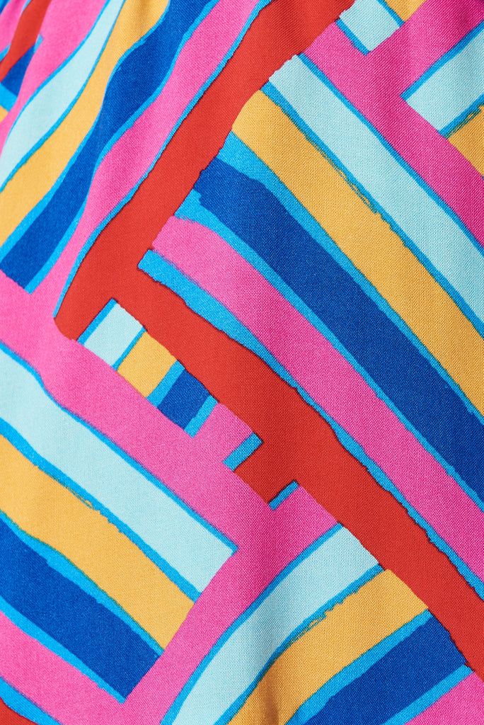 Apollo Dress In Multi Geometric Print - fabric