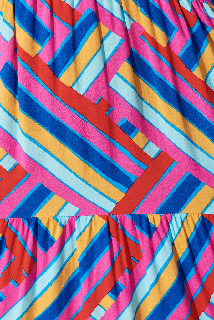 Beadlow Midi Smock Dress In Multi Geometric Print - fabric