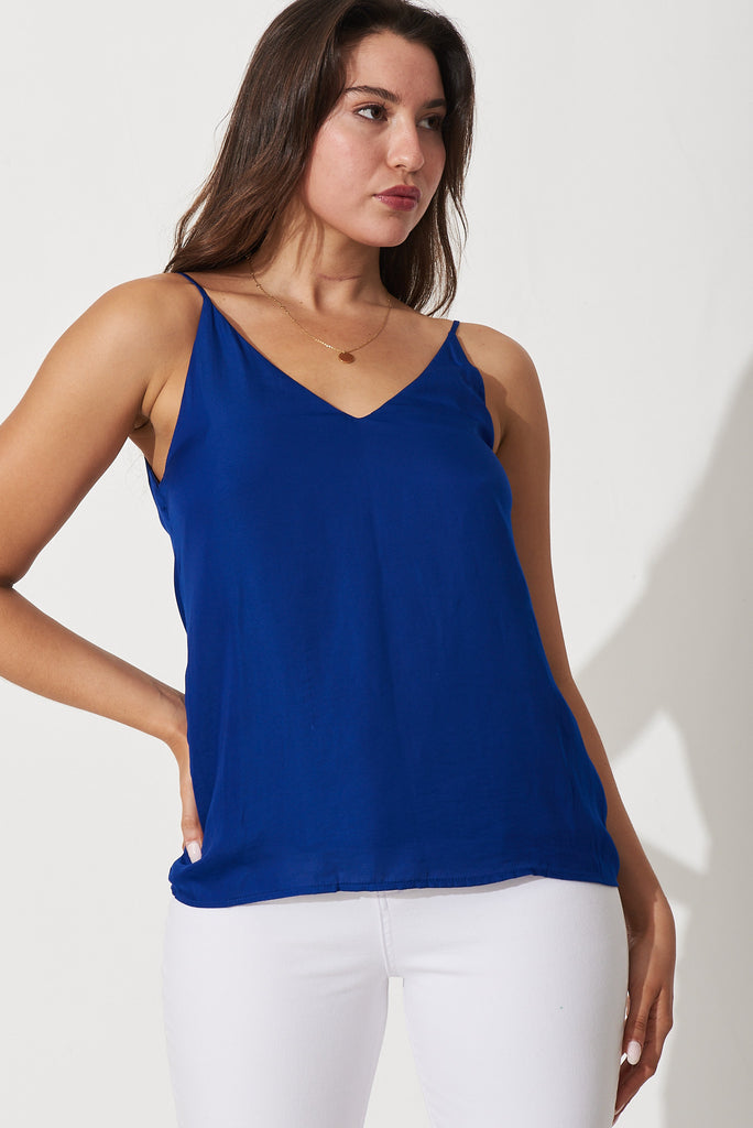 Rowland Cami In Cobalt Satin - front