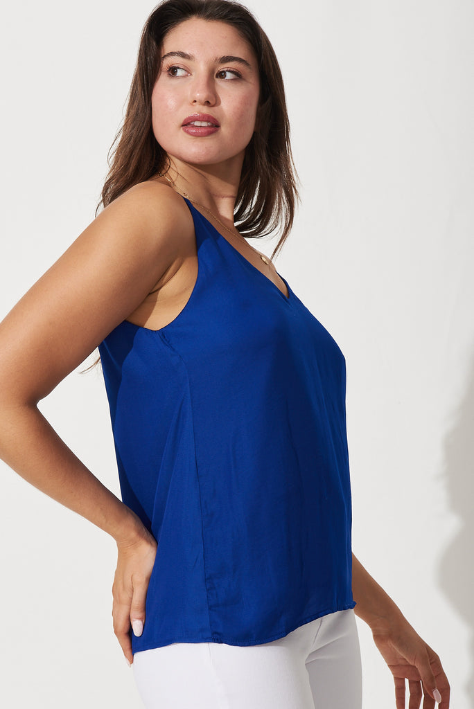 Rowland Cami In Cobalt Satin - side