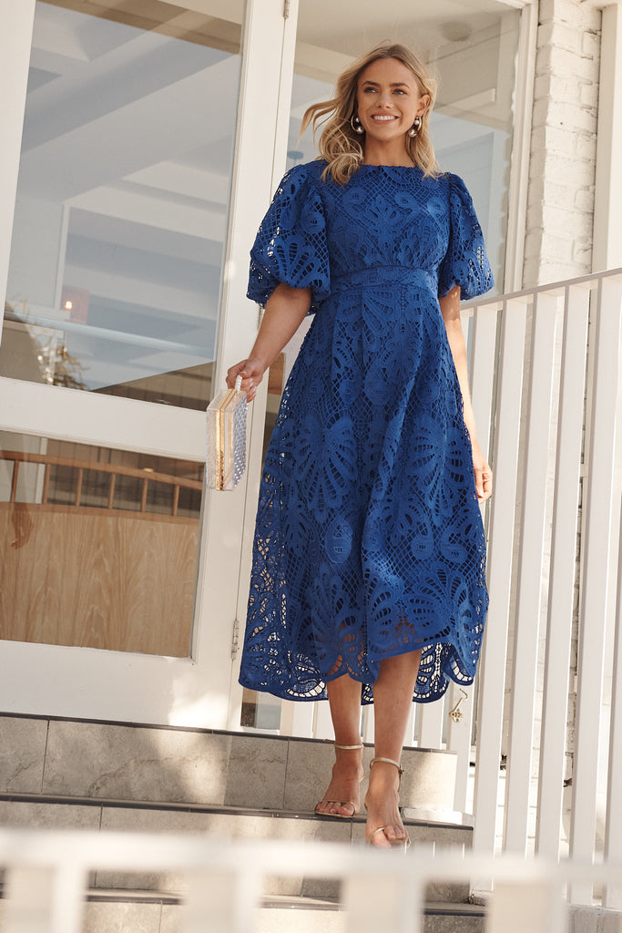 Tillie Lace Maxi Dress In Cobalt