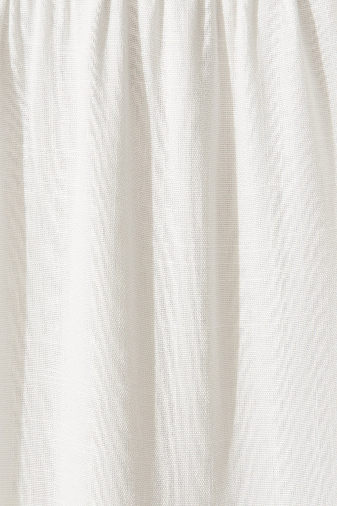 Louisiana Midi Smock Dress In White Linen Blend - fabric
