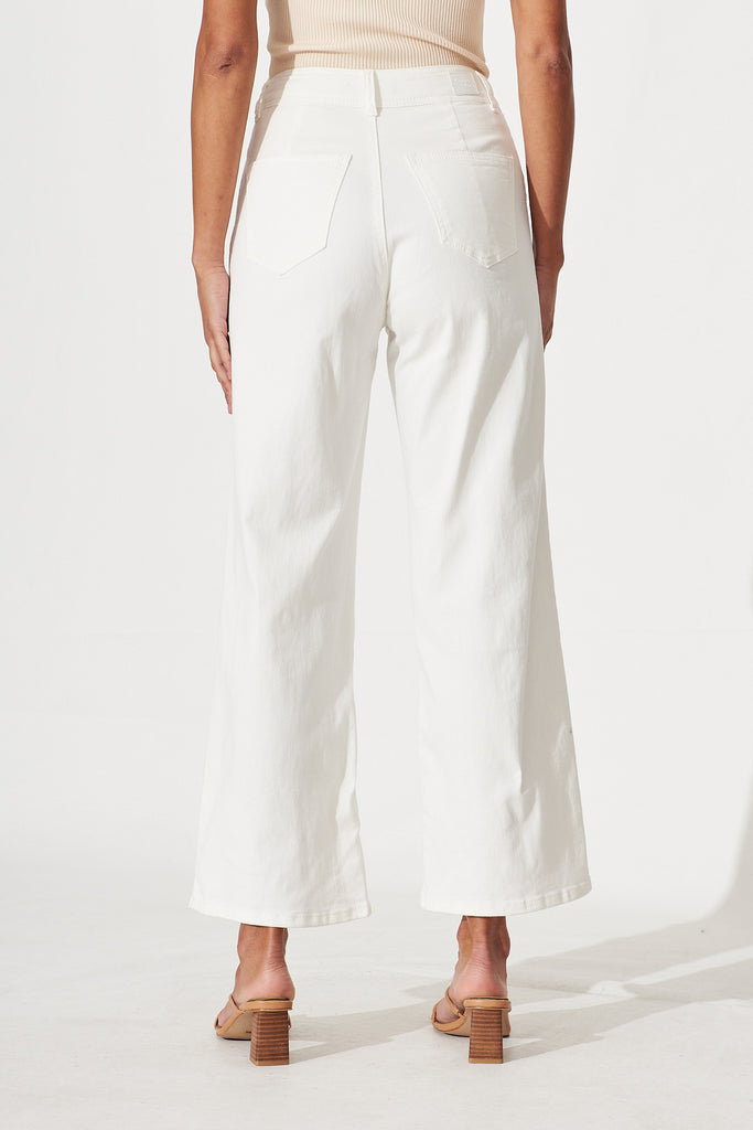 Margaret Wide Leg Jeans In White Denim - back