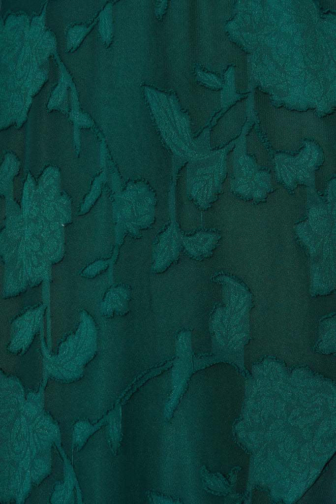 Felicidad Midi Wrap Dress In Emerald Chiffon - fabric