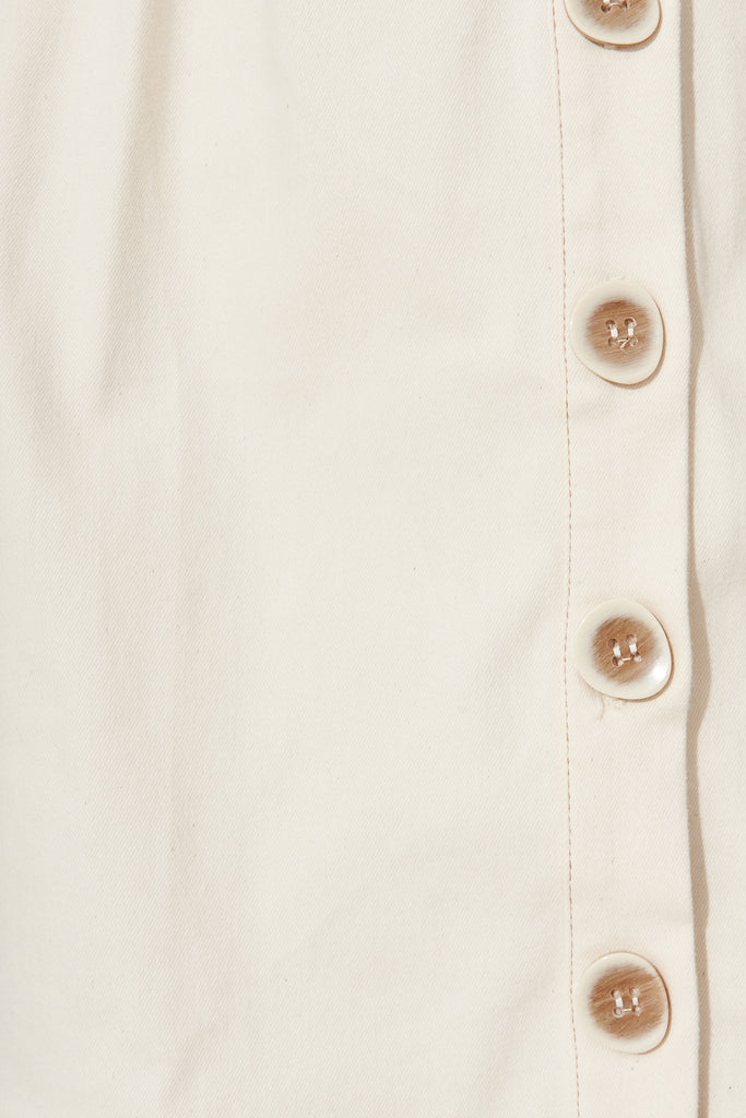 Soleil Shirt Dress In Cream Cotton Blend - fabric