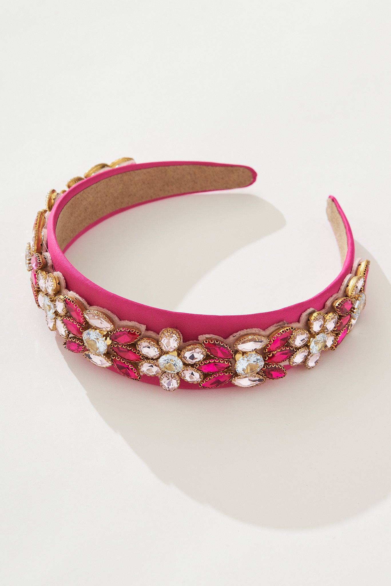 August + Delilah Eloise Headband In Hot Pink Diamante - detail