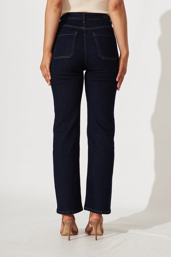 Atwood High Rise Jeans In Dark Blue Denim - back
