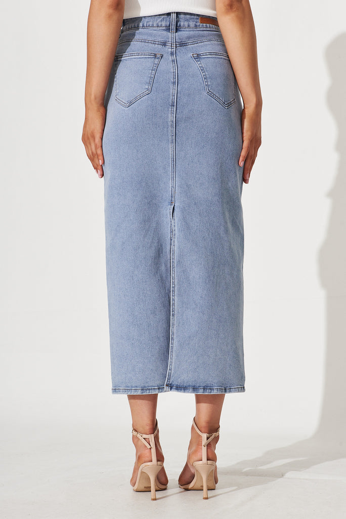 Delta Maxi Denim Skirt In Mid Blue - back