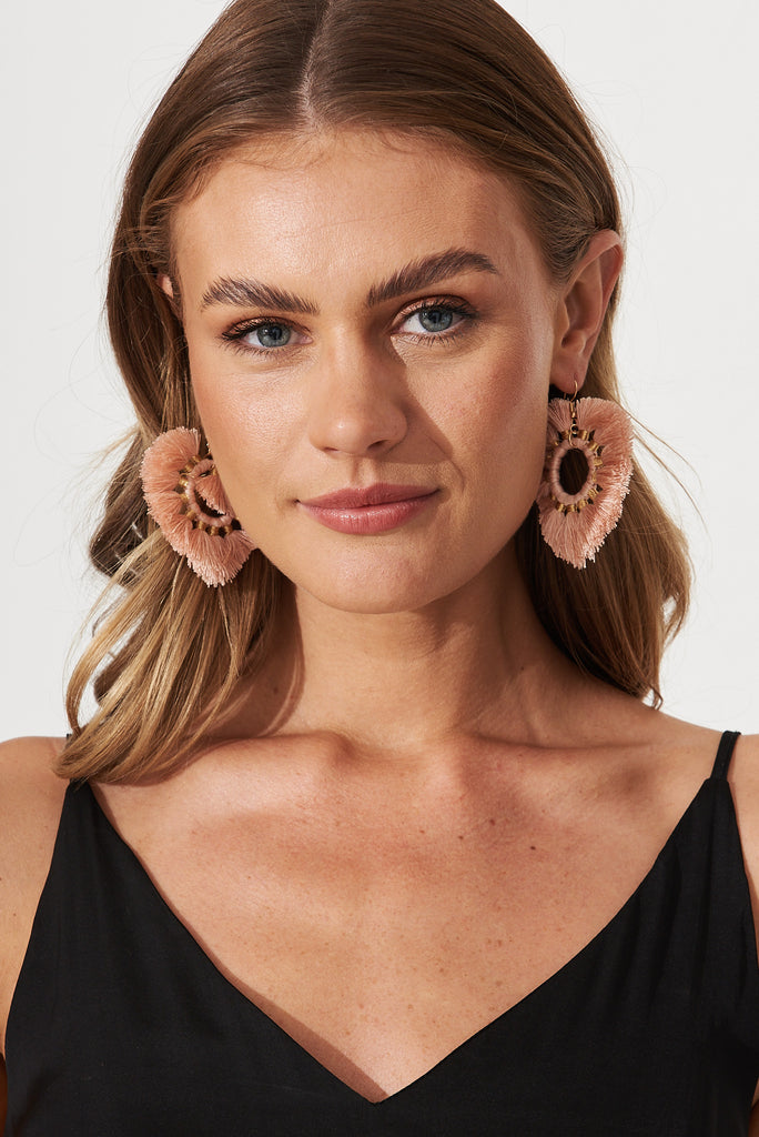 August + Delilah Montana Tassel Earrings In Blush - front