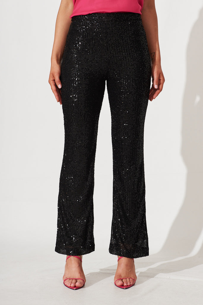 Amy Pants In Black Sequin - front