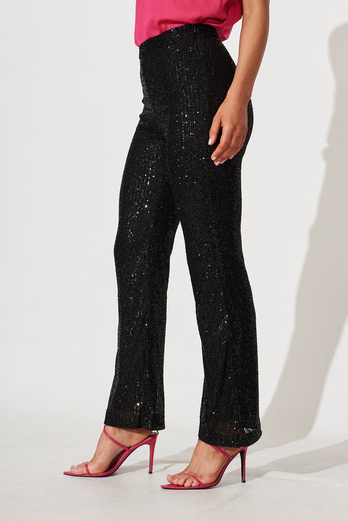 Amy Pants In Black Sequin - side