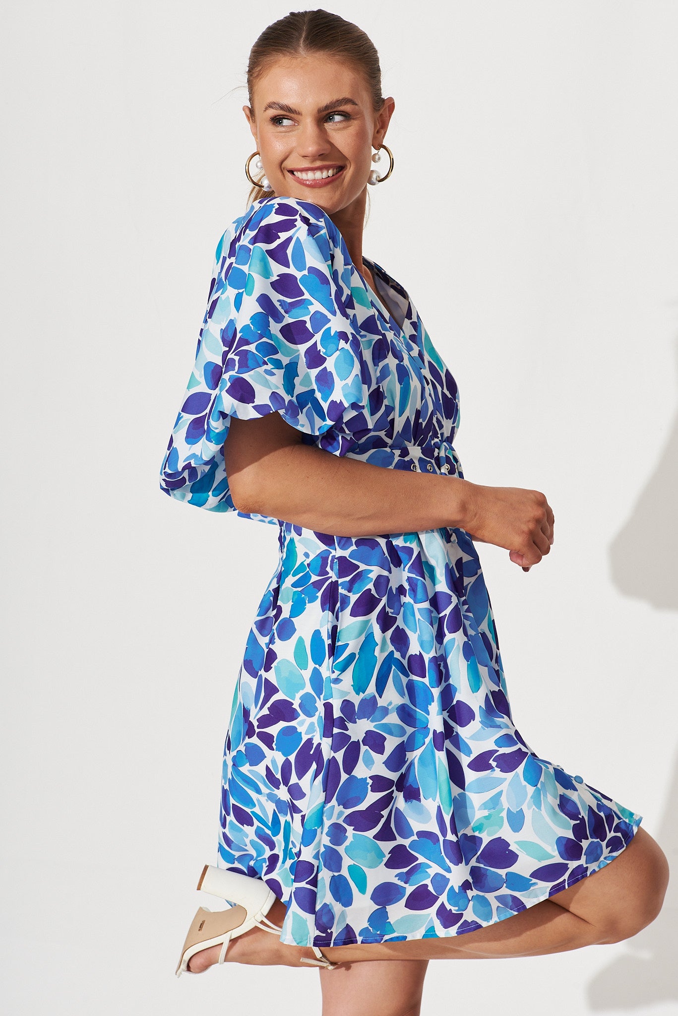 Onella Shirt Dress In Blue Floral Print – St Frock