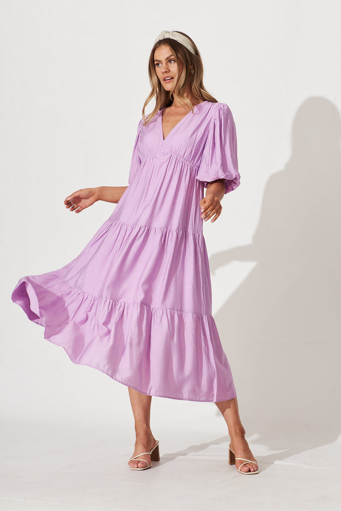 Virginia Midi Dress In Lilac - full length