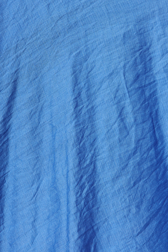 Acacia Wrap Midi Dress In Blue - fabric
