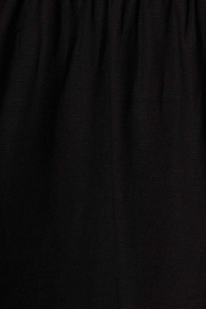 Anastasia Midi Dress In Black Cotton Linen Blend - fabric