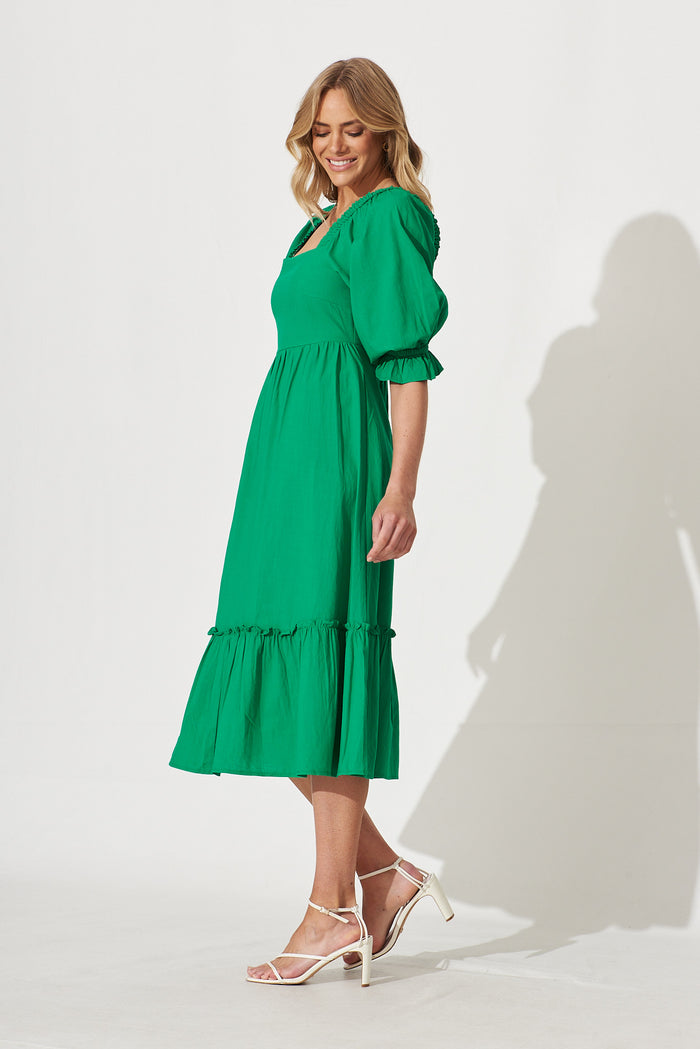 Pride Midi Dress In Green Cotton Blend - side
