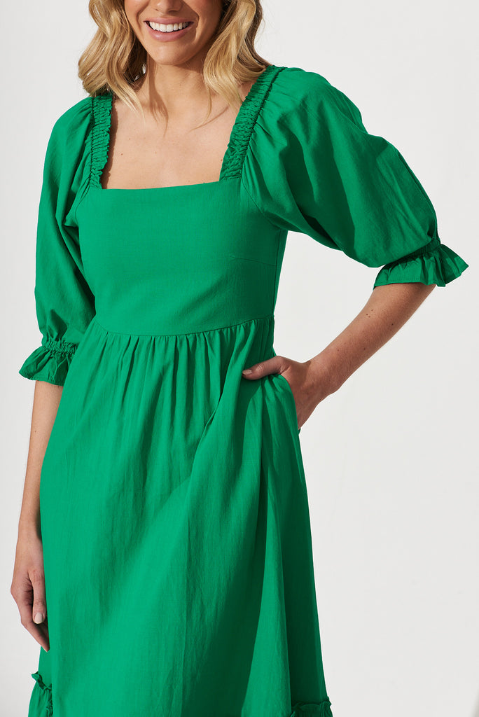 Pride Midi Dress In Green Cotton Blend - detail