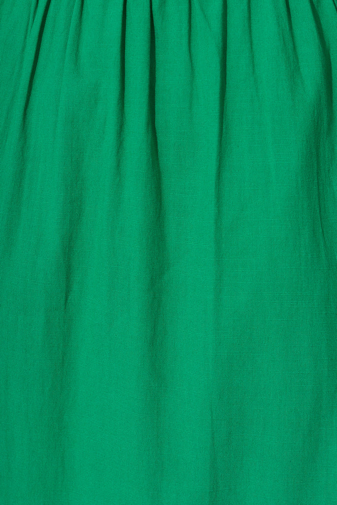 Pride Midi Dress In Green Cotton Blend - fabric