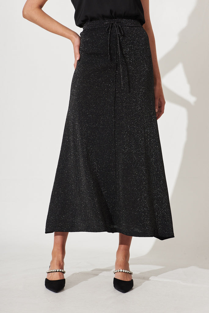 Hope Maxi Skirt In Black Lurex - front