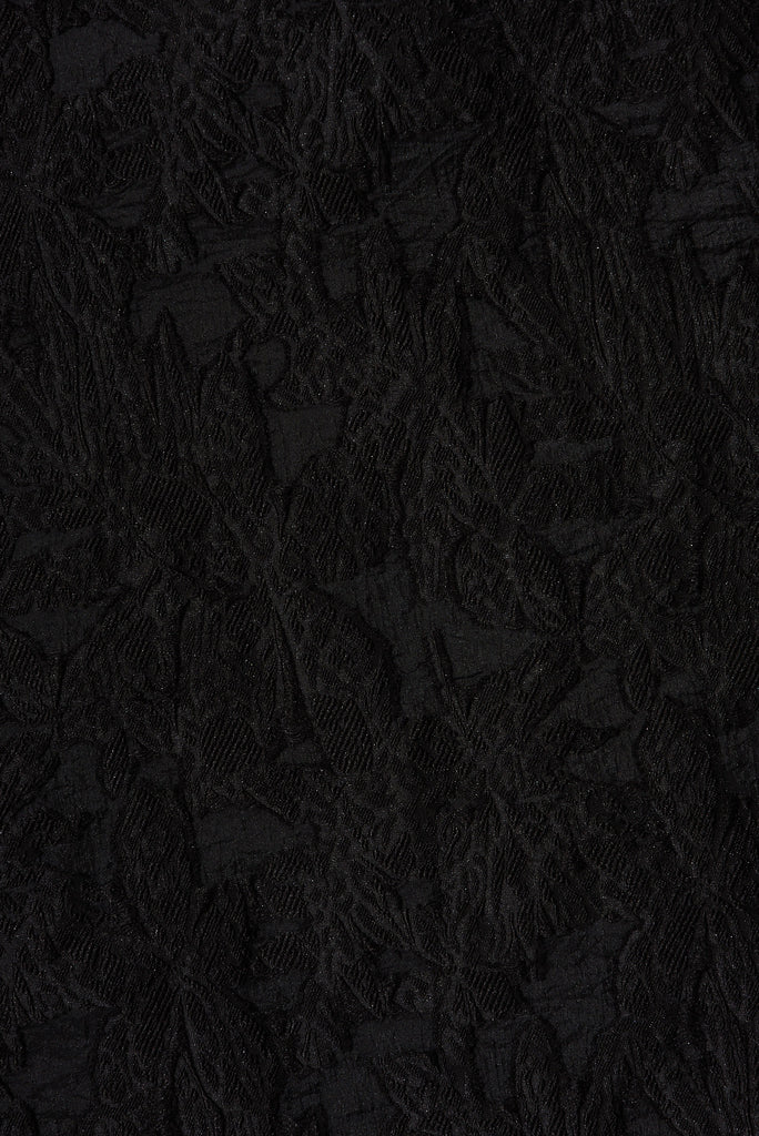 Majestic One Shoulder Midi Dress In Black Organza Burnout - fabric