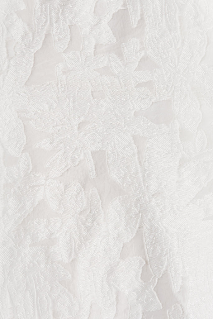 Majestic One Shoulder Midi Dress In White Organza Burnout - fabric