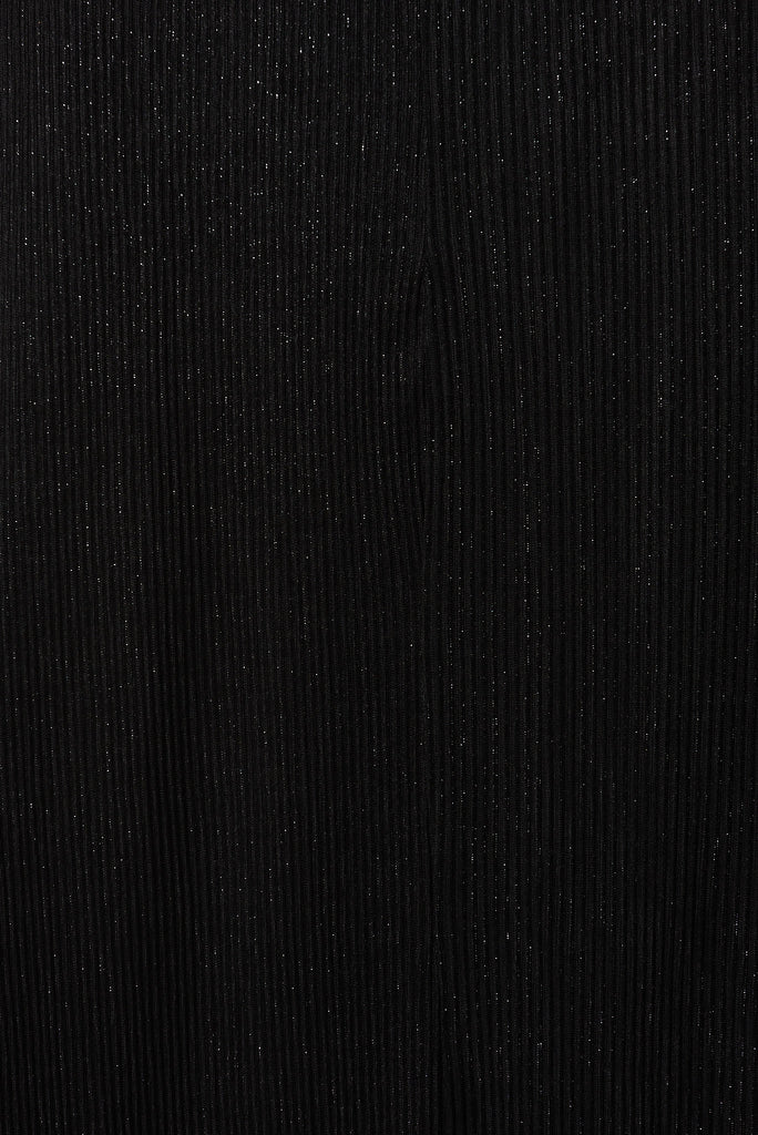 Dazzling One Shoulder Maxi Dress In Black Lurex - fabric