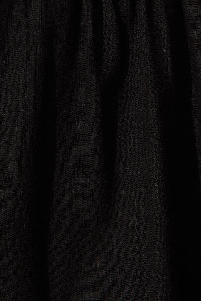 Nadine Smock Dress In Black Linen Blend - fabric