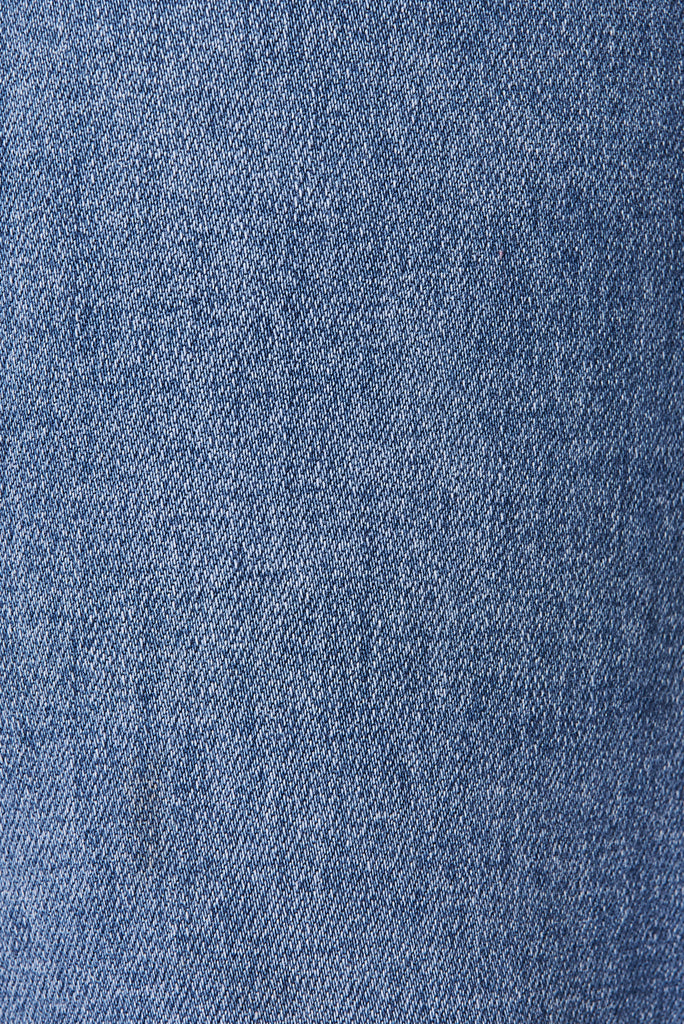 Juanita Wide Leg Jean In Mid Blue Denim - fabric