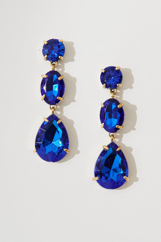 August + Delilah Lara Drop Earrings In Cobalt Blue - flatlay