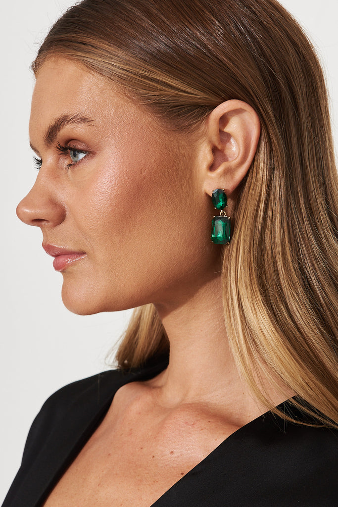 August + Delilah Lanier Drop Earrings In Emerald - side