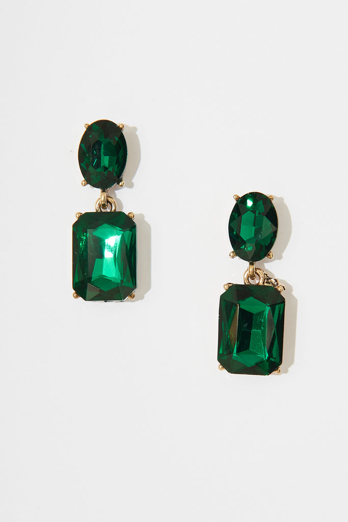 August + Delilah Lanier Drop Earrings In Emerald - flatlay
