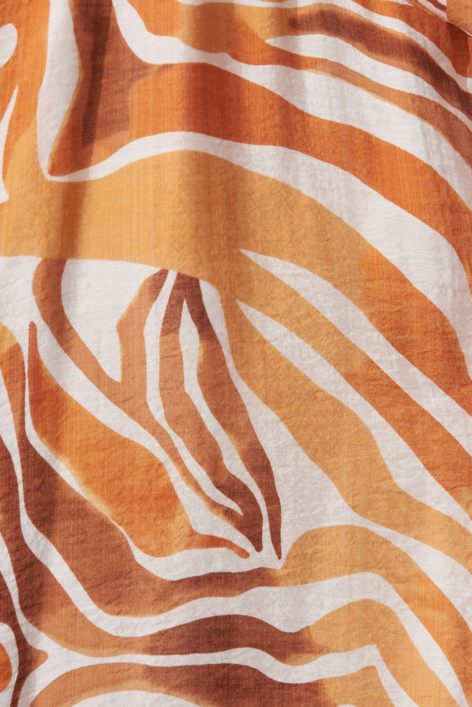 Kiss Me Halter Neck Maxi Dress In Rust Swirl Print - fabric