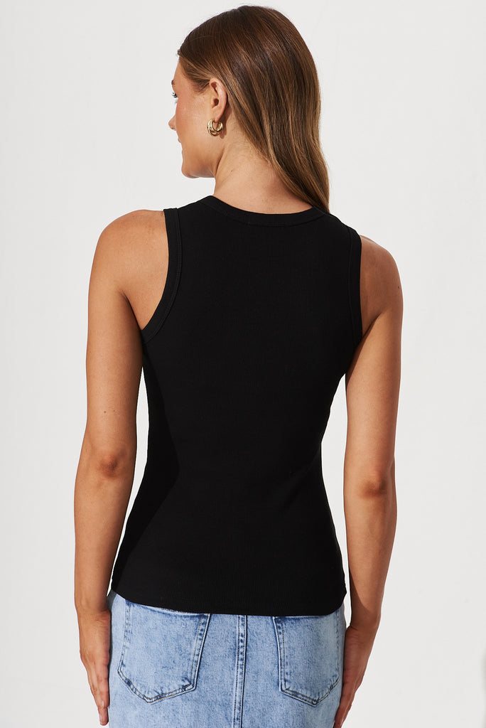 Equinox Top In Black Cotton Blend - back