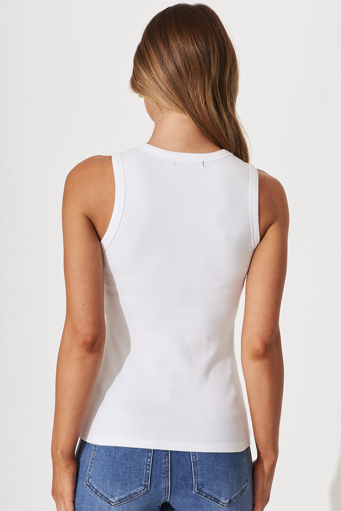 Equinox Top In White Cotton Blend - back