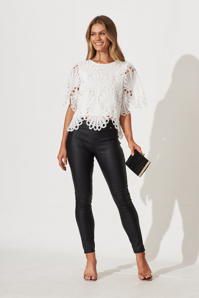 Bel Air Top In White Lace - full length
