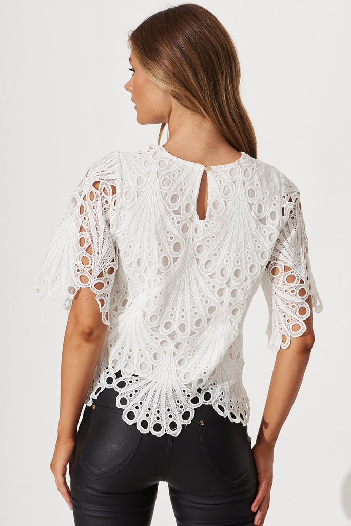 Bel Air Top In White Lace - back