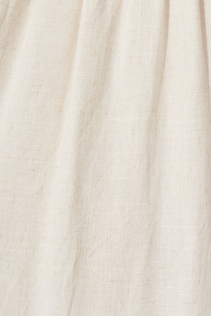 Horizon Smock Dress In Oatmeal Linen - fabric