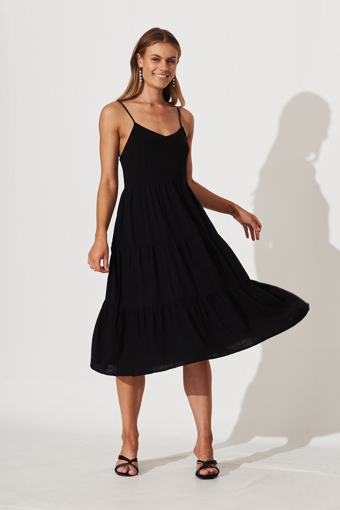 Black linen sundress sales