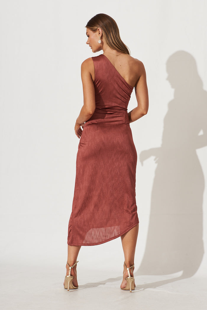 Endlesslove One Shoulder Maxi Dress In Dark Dusty Rose - back