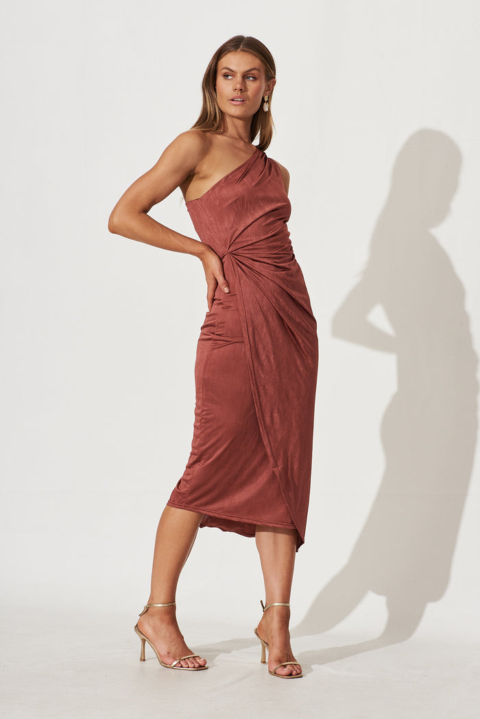 Endlesslove One Shoulder Maxi Dress In Dark Dusty Rose - side