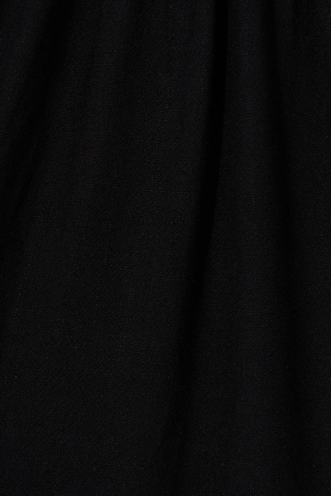 Horizon Smock Dress In Black Linen - fabric
