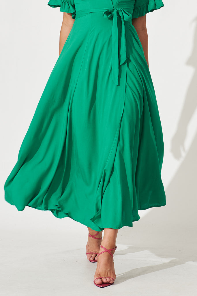 Rondal Maxi Wrap Dress In Green - detail