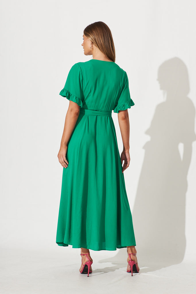 Rondal Maxi Wrap Dress In Green - back