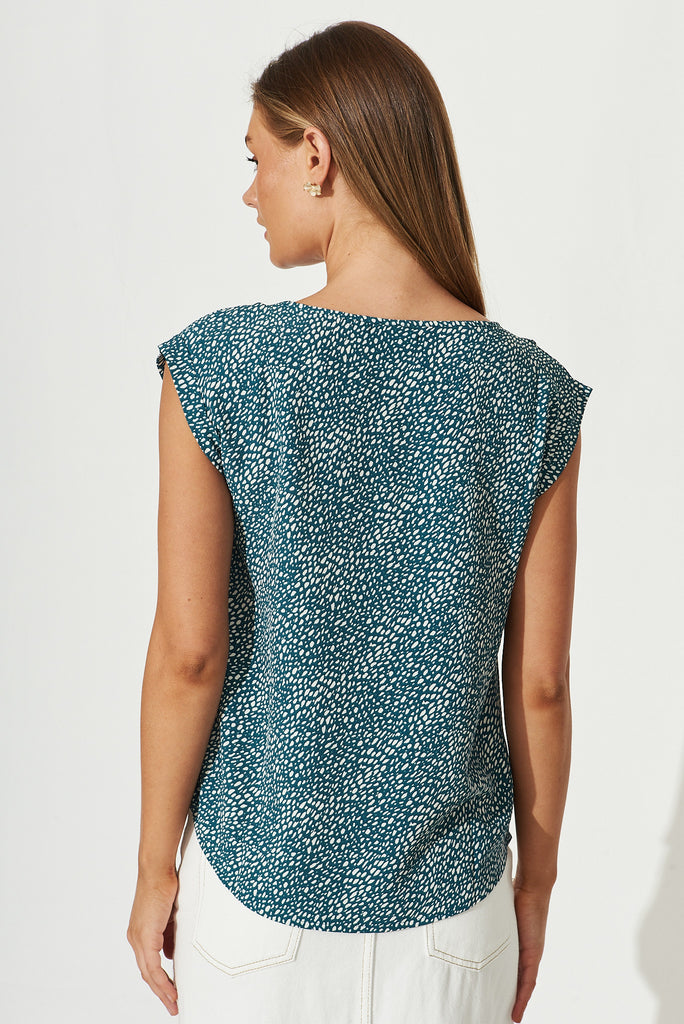 Rejina Top In Teal With White Speckle - back