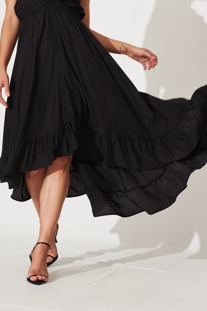 Elvina Halter Neck Maxi Dress In Black - detail