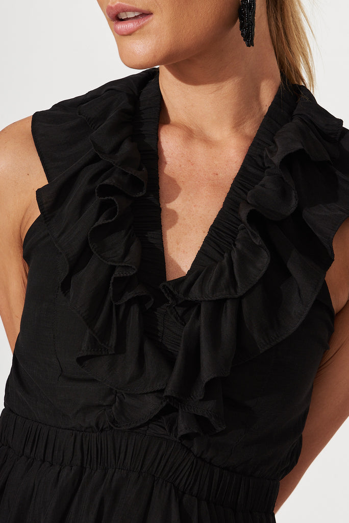 Elvina Halter Neck Maxi Dress In Black - detail