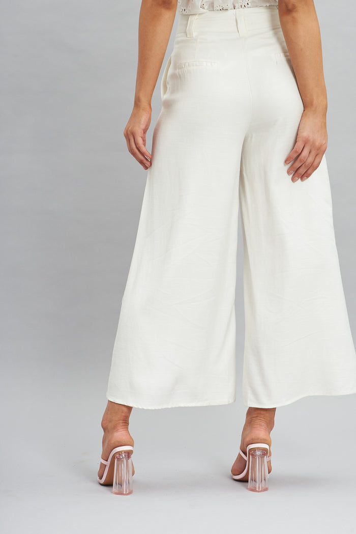 Legacy Pant In White Silk Linen Blend - back