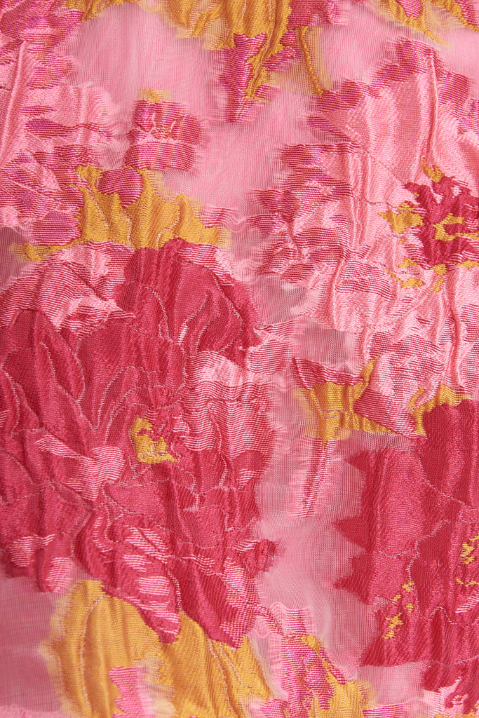 Giuliette Shirt Dress In Pink Floral Organza Burnout - fabric