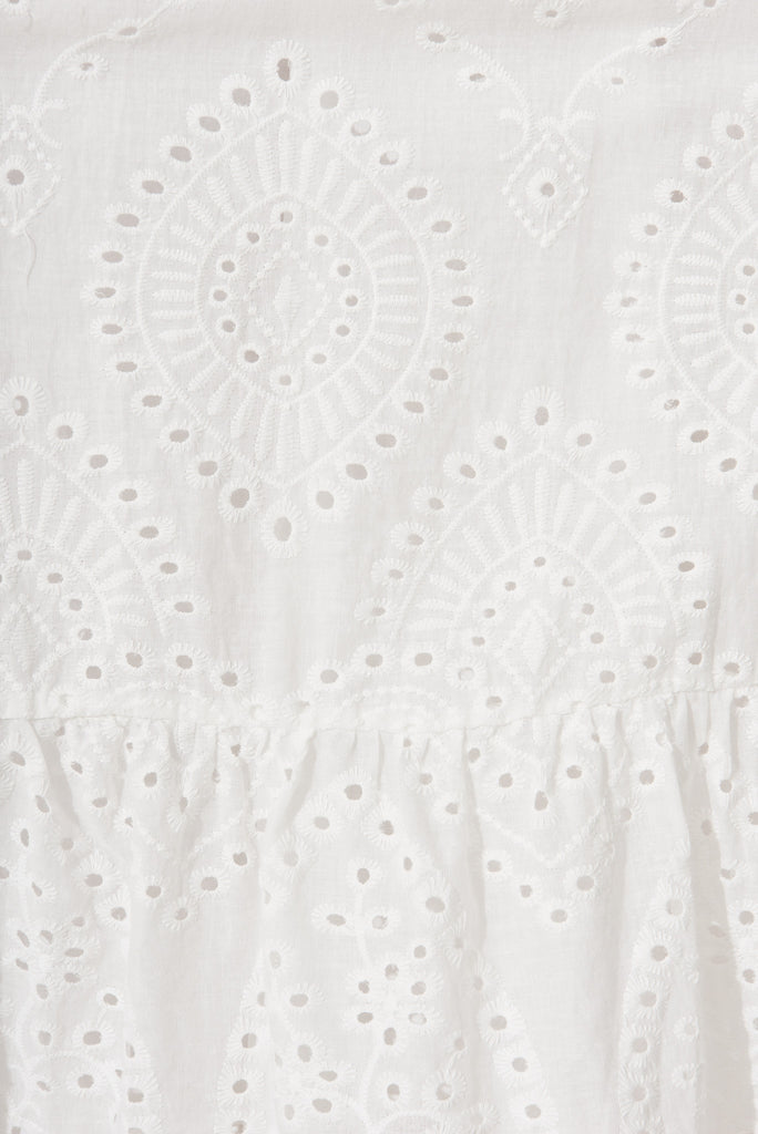 Daylin Midi Dress In White Cotton Broderie - fabric